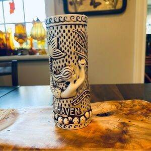 Tiki Rob Rum Haven Tiki Mug Mermaid Siren White Glazed Raised Relief Ocean 7”